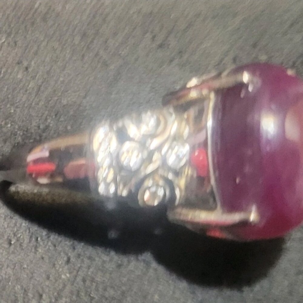 Solid Sterling Silver Lepidolite Ring Size 7.5 - Picture 4 of 4